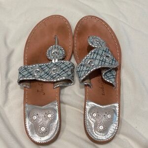 Jack Rogers Silver and Blue Sandals